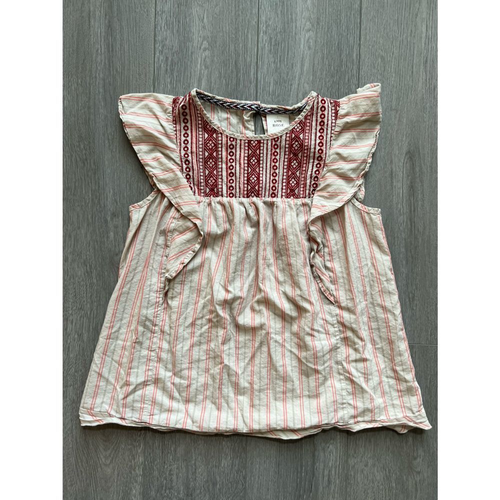 Knox Rose Women's Size S Flutter Short Sleeve Embroidered Boho Top